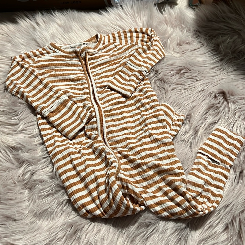 Brave Little Ones Striped Ribbed Zip Romper